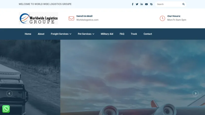 A screenshot of Worldwidelogisticsgroupe.com