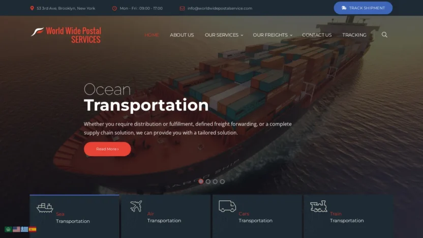 A screenshot of Worldwidepostalservice.com