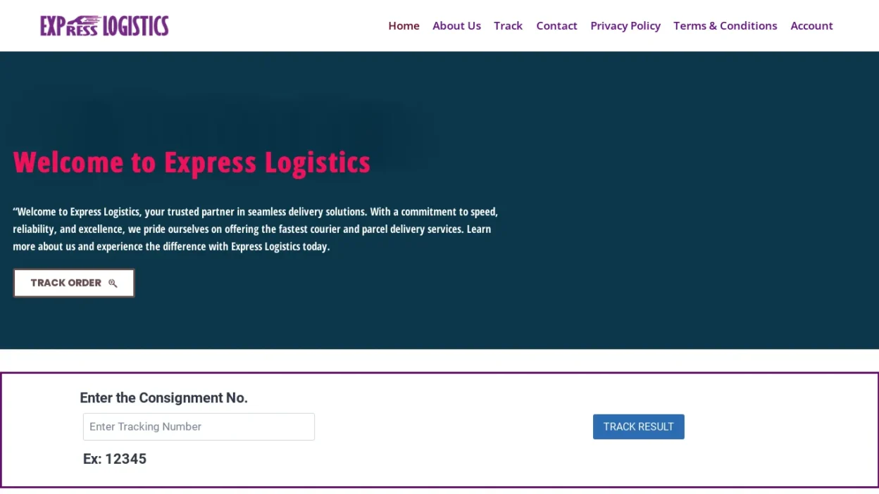 A screenshot of Xpreslogistic.com