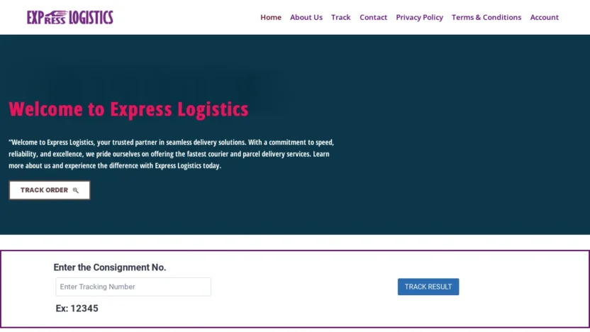A screenshot of Xpreslogistic.com
