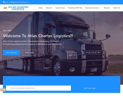 Screenshot of Scam Courier Atlascharterlogistics.com