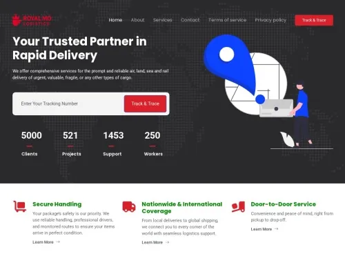 Screenshot of Scam Courier Royalmologistics.com