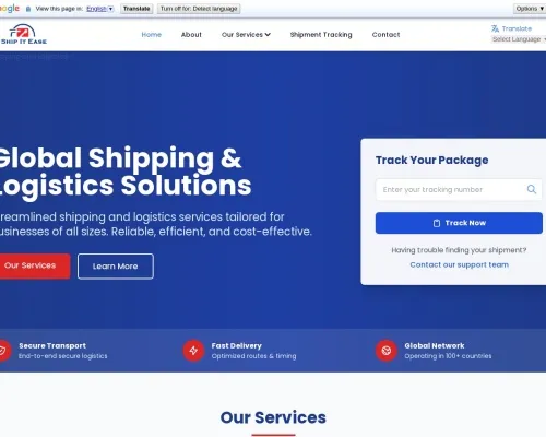 Screenshot of Scam Courier Shipeaselogistics.xyz