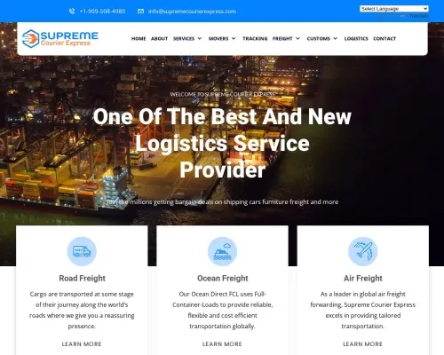 Screenshot of Scam Courier Supremecourierexpress.com