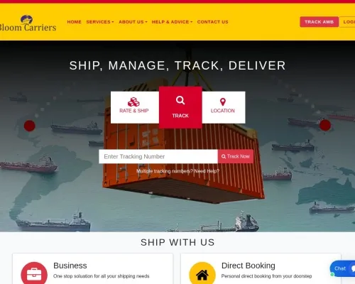 Screenshot of Scam Courier Bloomcarriers.com
