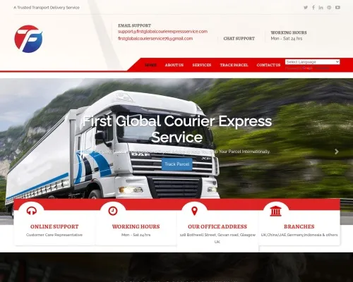 Screenshot of Scam Courier Firstglobalcourierexpressservice.com