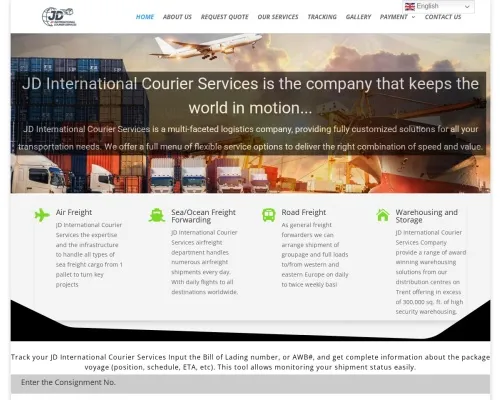 Screenshot of Scam Courier Jdinternationalcourierservices.com