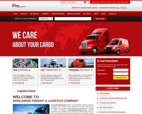 Screenshot of Scam Courier Luoyangfreightlogistics.com