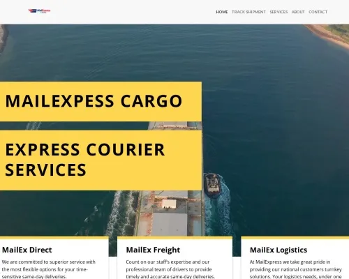 Screenshot of Scam Courier Mailexpresscargo.com