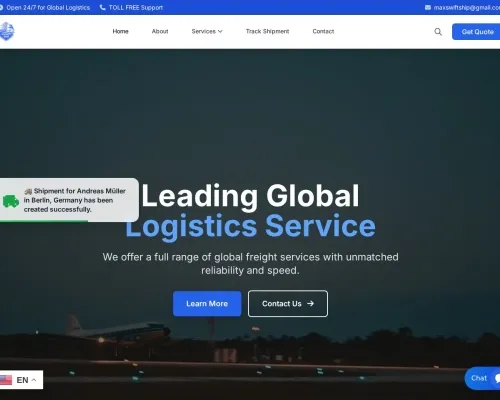 Screenshot of Scam Courier Maxswiftship.com