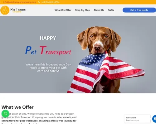 Screenshot of Scam Courier Petstransportcompany.com