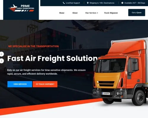 Screenshot of Scam Courier Primecargotransporters.com