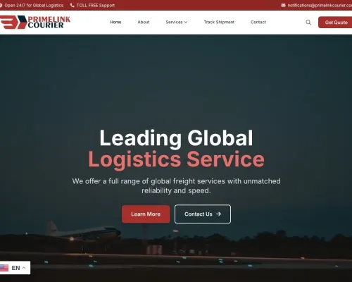 Screenshot of Scam Courier Primelinkcourier.com