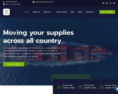 Screenshot of Scam Courier Shiproutepro.com