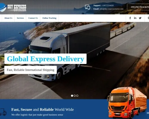 Screenshot of Scam Courier Sky-expresscourier.com
