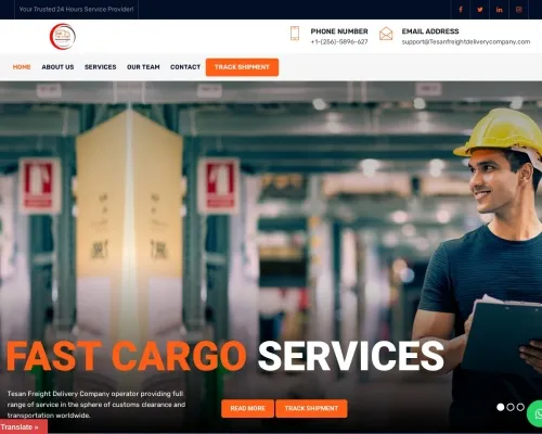 Screenshot of Scam Courier Tesanfreightdeliverycompany.com