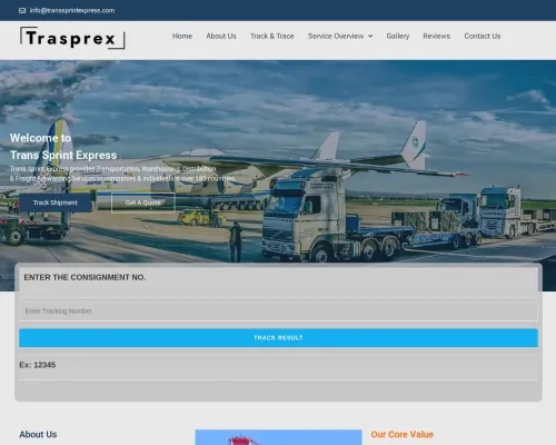 Screenshot of Scam Courier Transsprintexpress.com
