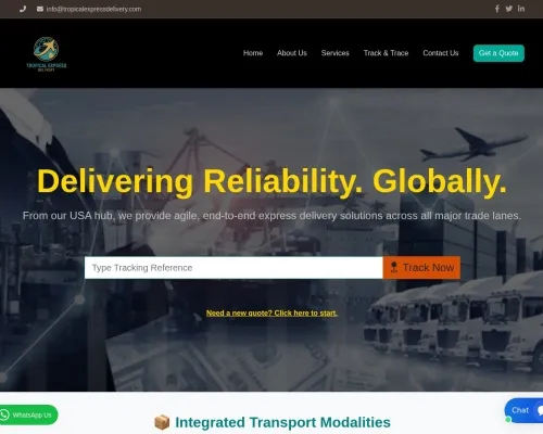 Screenshot of Scam Courier Tropicalexpressdelivery.com