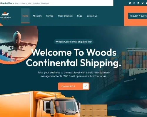 Screenshot of Scam Courier Woodsintercontinentalshipping.com