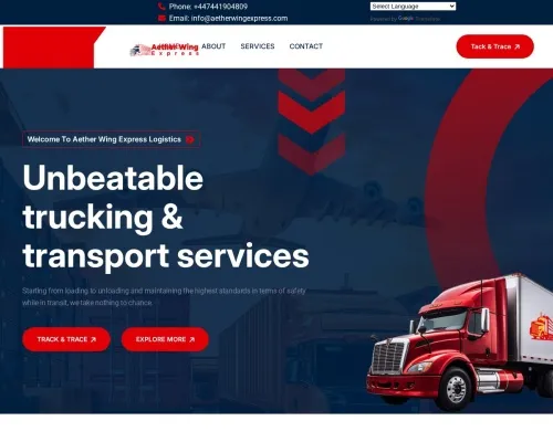 Screenshot of Scam Courier Aetherwingexpress.com