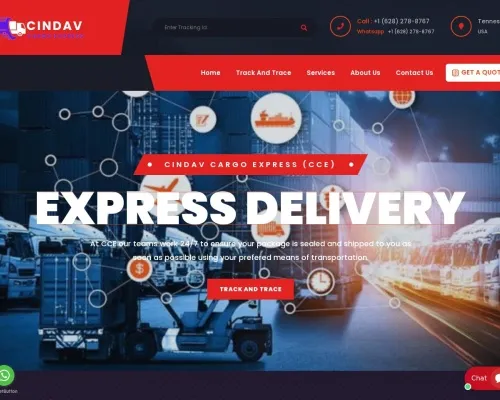 Screenshot of Scam Courier Cindavcargoexpress.com