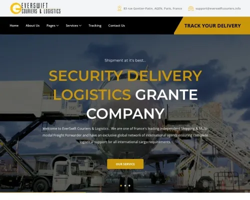 Screenshot of Scam Courier Everswiftcouriers.info