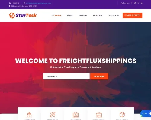 Screenshot of Scam Courier Freightfluxshippings.com