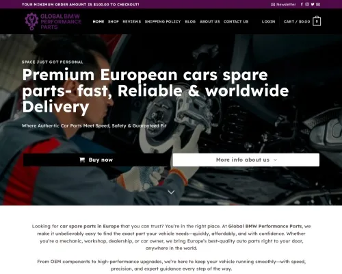 Screenshot of Scam Courier Globalbmwperformanceparts.com