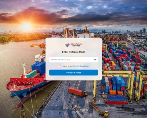 Screenshot of Scam Courier Goldencargoservices.com
