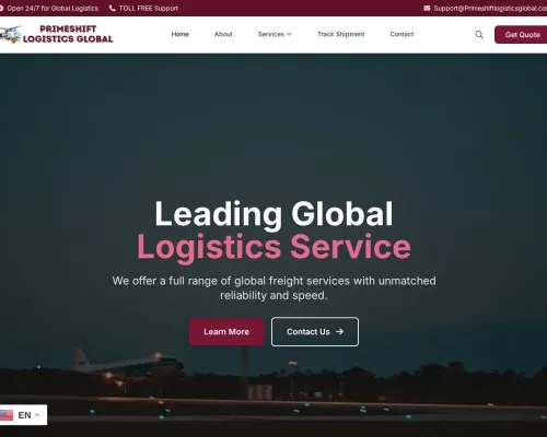 Screenshot of Scam Courier Primeshiftlogisticsglobal.com