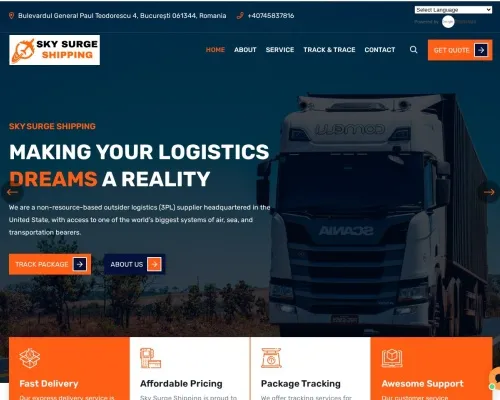 Screenshot of Scam Courier Skysurgeshipping.com