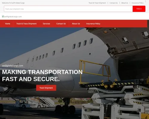 Screenshot of Scam Courier Swiftglobalcargo.com