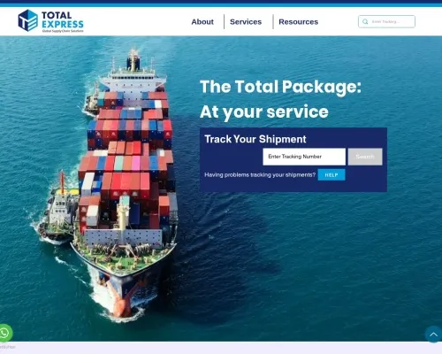 Screenshot of Scam Courier Totalexpresslogisticscompanies.com
