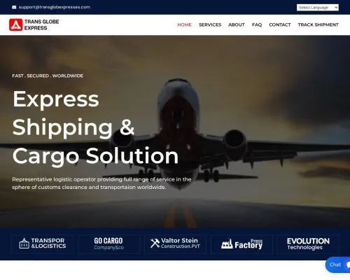 Screenshot of Scam Courier Transglobexpresses.com