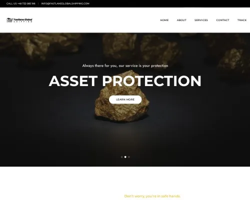 Screenshot of Scam Courier Fastlaneglobalshipping.com