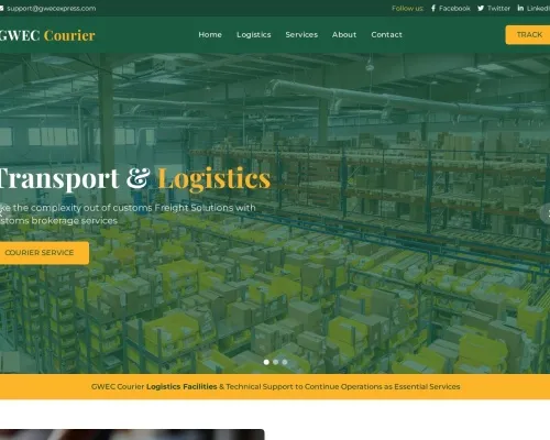 Screenshot of Scam Courier Gwecexpress.com