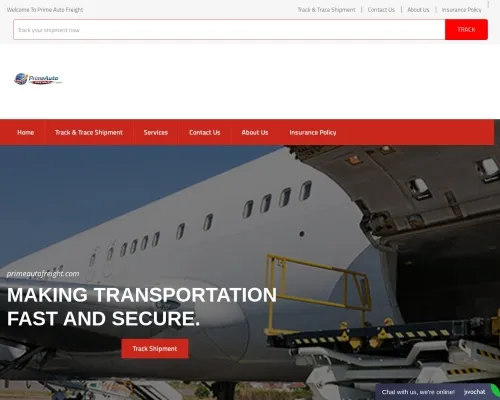 Screenshot of Scam Courier Primeautofreight.com