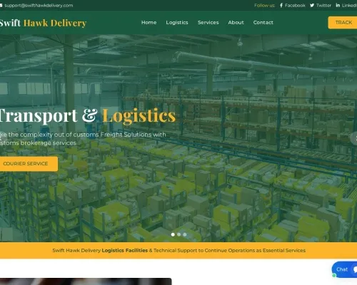 Screenshot of Scam Courier Swifthawkdelivery.com