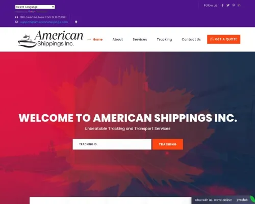 Screenshot of Scam Courier Americanshippings.com