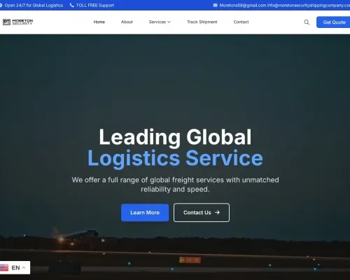 Screenshot of Scam Courier Moretonsecurityshippingcompany.com
