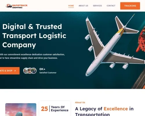 Screenshot of Scam Courier Rapidtrackshipping.com
