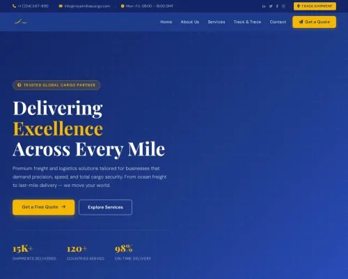 Screenshot of Scam Courier Royalmilescargo.com