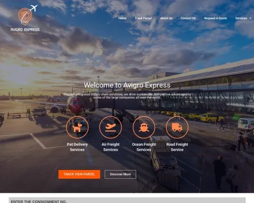 Screenshot of Scam Courier Avigroexpress.com