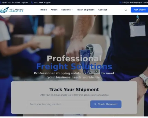 Screenshot of Scam Courier Blueairwayslogistics.com