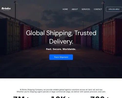 Screenshot of Scam Courier Brinksshippingcompany.com