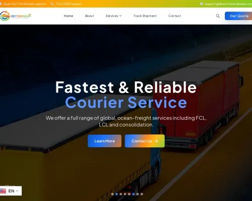 Screenshot of Scam Courier Directtransitdelivery.com