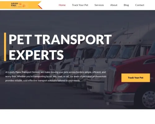 Screenshot of Scam Courier Lovelypawstransportservices.com