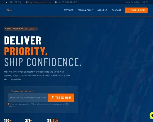 Screenshot of Scam Courier Mailpriorityservice.com