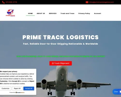 Screenshot of Scam Courier Primetrackslogistics.com