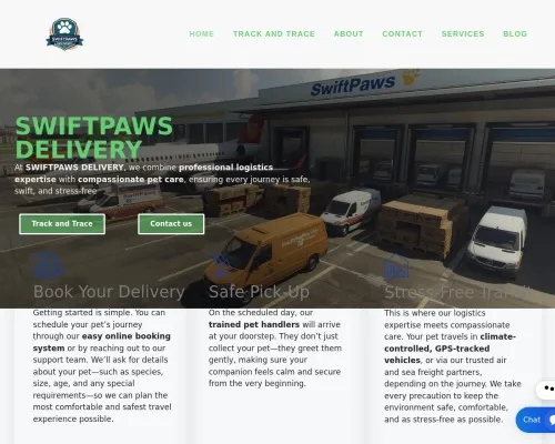 Screenshot of Scam Courier Swiftpawdelivery.com